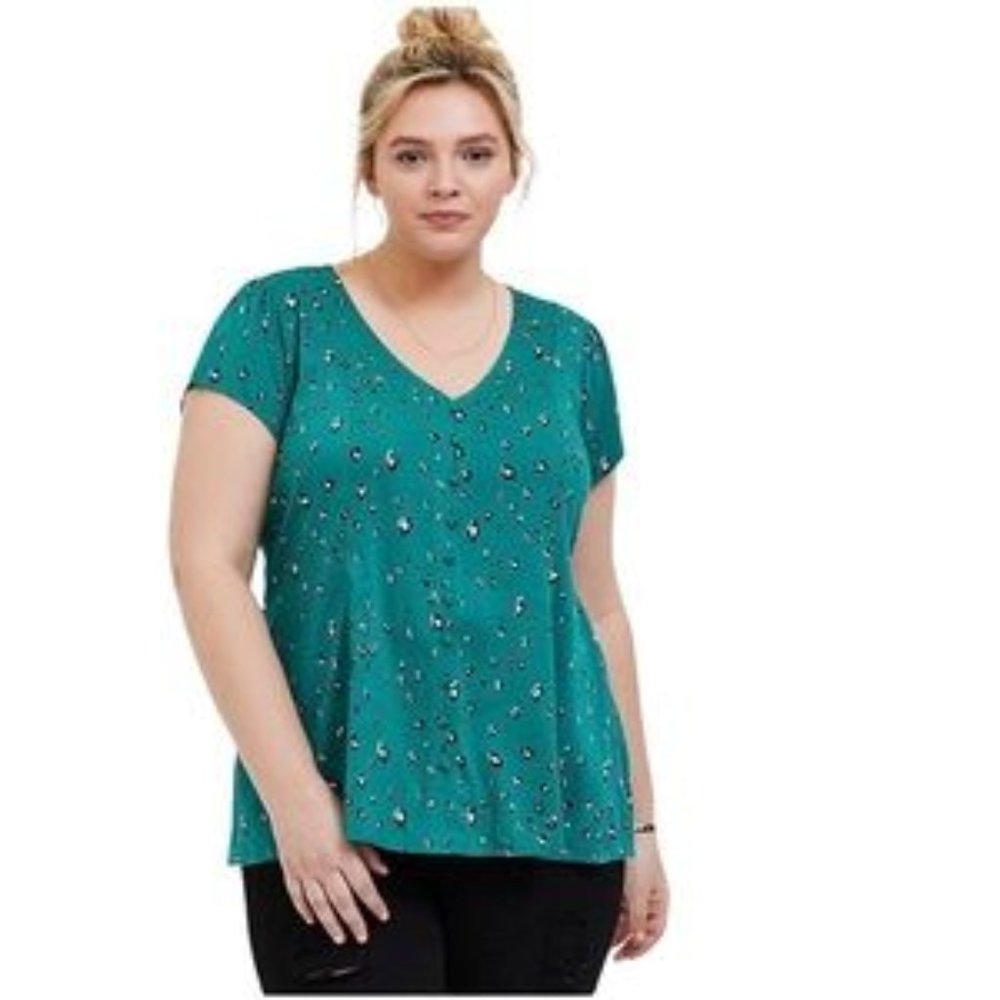 Torrid Green Leopard Blouse